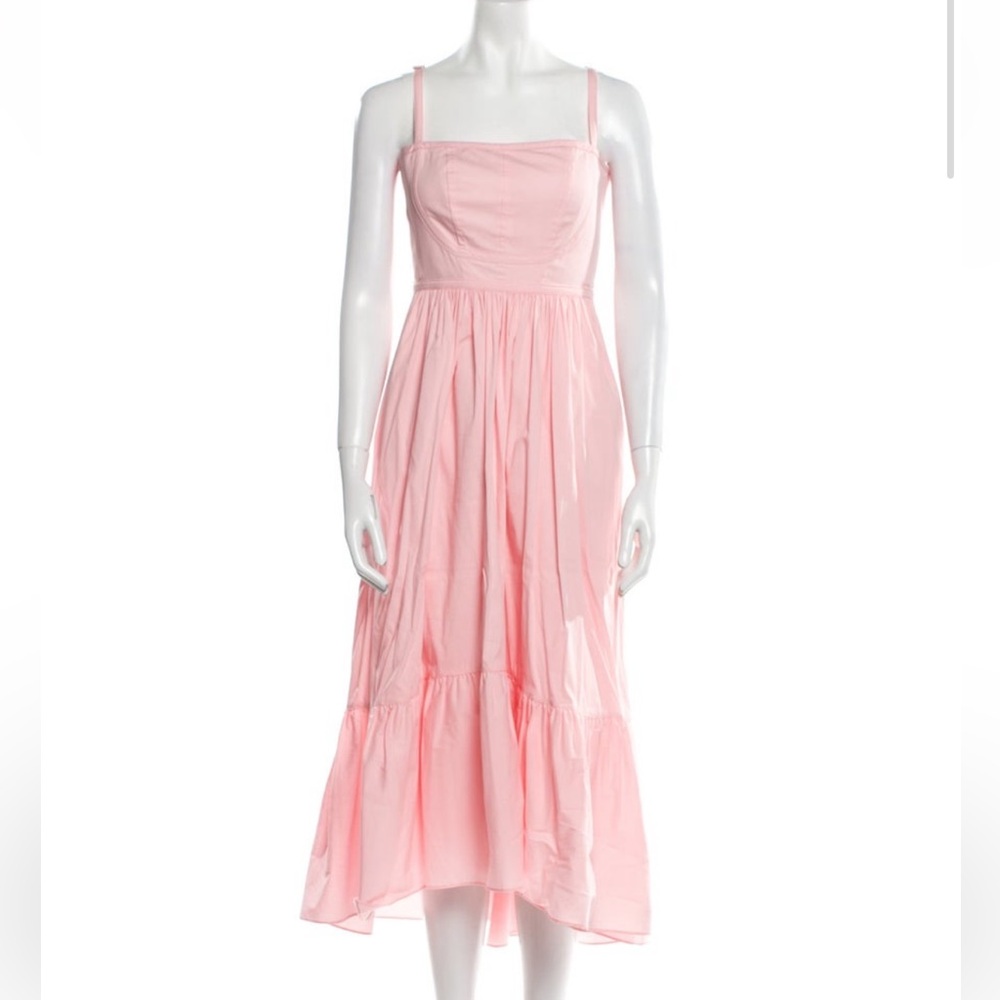 Cinq a Sept Square Neckline Pink Midi Dress